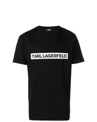 T-shirt à col rond imprimé noir et blanc Karl Lagerfeld