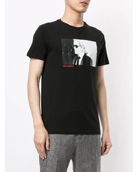 T-shirt à col rond imprimé noir et blanc Karl Lagerfeld