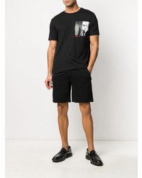 T-shirt à col rond imprimé noir et blanc Karl Lagerfeld