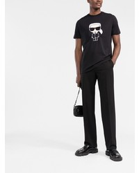 T-shirt à col rond imprimé noir et blanc Karl Lagerfeld