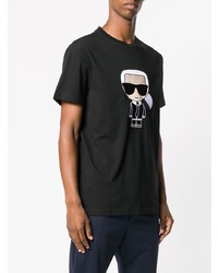 T-shirt à col rond imprimé noir et blanc Karl Lagerfeld