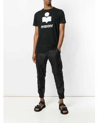 T-shirt à col rond imprimé noir et blanc Isabel Marant