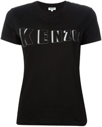 T-shirt à col rond imprimé noir et blanc Kenzo