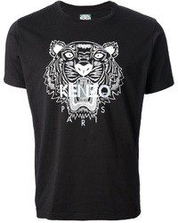 T-shirt à col rond imprimé noir et blanc Kenzo