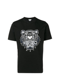 T-shirt à col rond imprimé noir et blanc Kenzo