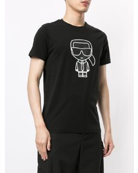 T-shirt à col rond imprimé noir et blanc Karl Lagerfeld