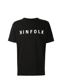 T-shirt à col rond imprimé noir et blanc Kinfolk