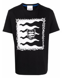 T-shirt à col rond imprimé noir et blanc Koché