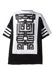 T-shirt à col rond imprimé noir et blanc Kokon To Zai