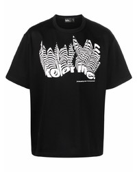 T-shirt à col rond imprimé noir et blanc Kolor