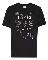 T-shirt à col rond imprimé noir et blanc Ksubi