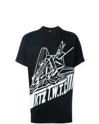T-shirt à col rond imprimé noir et blanc Ktz