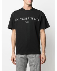 T-shirt à col rond imprimé noir et blanc Ih Nom Uh Nit