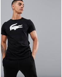 T-shirt à col rond imprimé noir et blanc Lacoste Sport