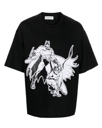 T-shirt à col rond imprimé noir et blanc Lanvin
