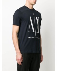 T-shirt à col rond imprimé noir et blanc Armani Exchange