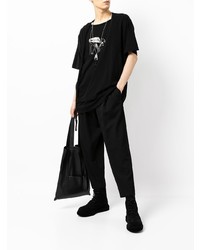 T-shirt à col rond imprimé noir et blanc Yohji Yamamoto