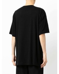 T-shirt à col rond imprimé noir et blanc Yohji Yamamoto