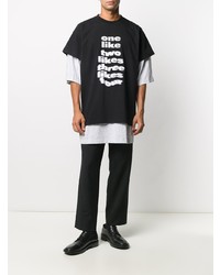 T-shirt à col rond imprimé noir et blanc Balenciaga