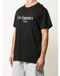 T-shirt à col rond imprimé noir et blanc Amiri