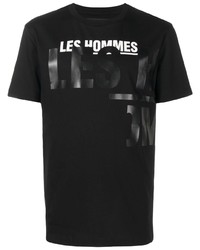 T-shirt à col rond imprimé noir et blanc Les Hommes