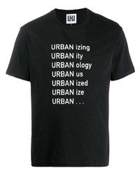 T-shirt à col rond imprimé noir et blanc Les Hommes Urban