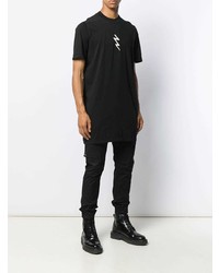 T-shirt à col rond imprimé noir et blanc Rick Owens