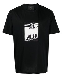 T-shirt à col rond imprimé noir et blanc Limitato