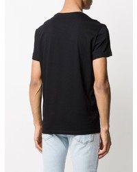 T-shirt à col rond imprimé noir et blanc Balmain