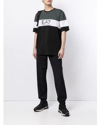 T-shirt à col rond imprimé noir et blanc Ea7 Emporio Armani