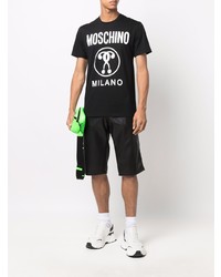 T-shirt à col rond imprimé noir et blanc Moschino