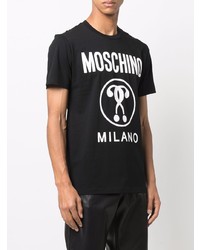 T-shirt à col rond imprimé noir et blanc Moschino