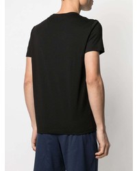 T-shirt à col rond imprimé noir et blanc Ea7 Emporio Armani