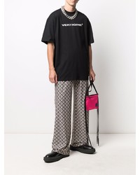 T-shirt à col rond imprimé noir et blanc MSGM