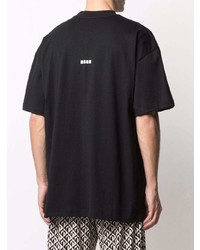 T-shirt à col rond imprimé noir et blanc MSGM