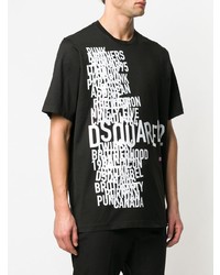 T-shirt à col rond imprimé noir et blanc DSQUARED2