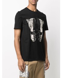 T-shirt à col rond imprimé noir et blanc Just Cavalli