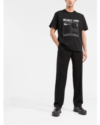 T-shirt à col rond imprimé noir et blanc Helmut Lang