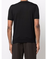 T-shirt à col rond imprimé noir et blanc Prada