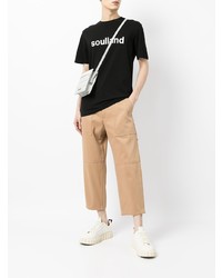 T-shirt à col rond imprimé noir et blanc Soulland