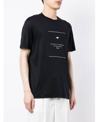 T-shirt à col rond imprimé noir et blanc Emporio Armani