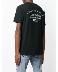 T-shirt à col rond imprimé noir et blanc Philipp Plein