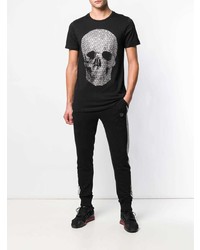 T-shirt à col rond imprimé noir et blanc Philipp Plein