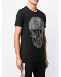 T-shirt à col rond imprimé noir et blanc Philipp Plein