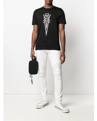 T-shirt à col rond imprimé noir et blanc Les Hommes