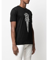 T-shirt à col rond imprimé noir et blanc Les Hommes