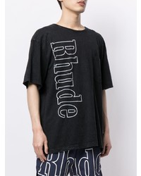 T-shirt à col rond imprimé noir et blanc Rhude