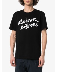 T-shirt à col rond imprimé noir et blanc MAISON KITSUNÉ