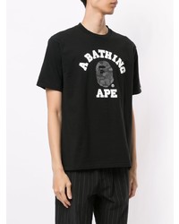 T-shirt à col rond imprimé noir et blanc A Bathing Ape