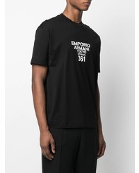 T-shirt à col rond imprimé noir et blanc Emporio Armani